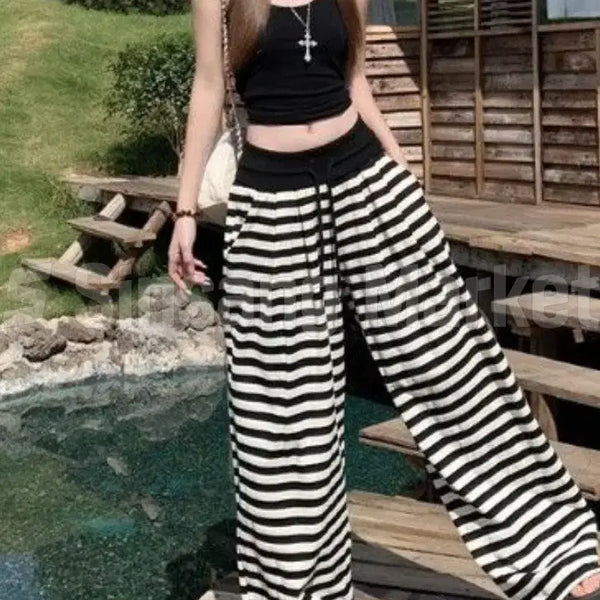 [BUNJANG] REAL Stripe Wide Fit Pants / [빠른발송] 레알 냉장고바지 스트라이프 와이드핏 팬츠 단가라팬츠