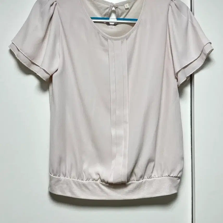 [BUNJANG] Pintuck Shirring Puff Short-Sleeve Blouse - Light Pink / 핀턱 셔링 퍼프 연핑크 반팔 블라우스