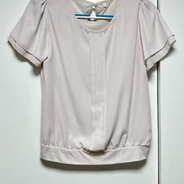 [BUNJANG] Pintuck Shirring Puff Short-Sleeve Blouse - Light Pink / 핀턱 셔링 퍼프 연핑크 반팔 블라우스