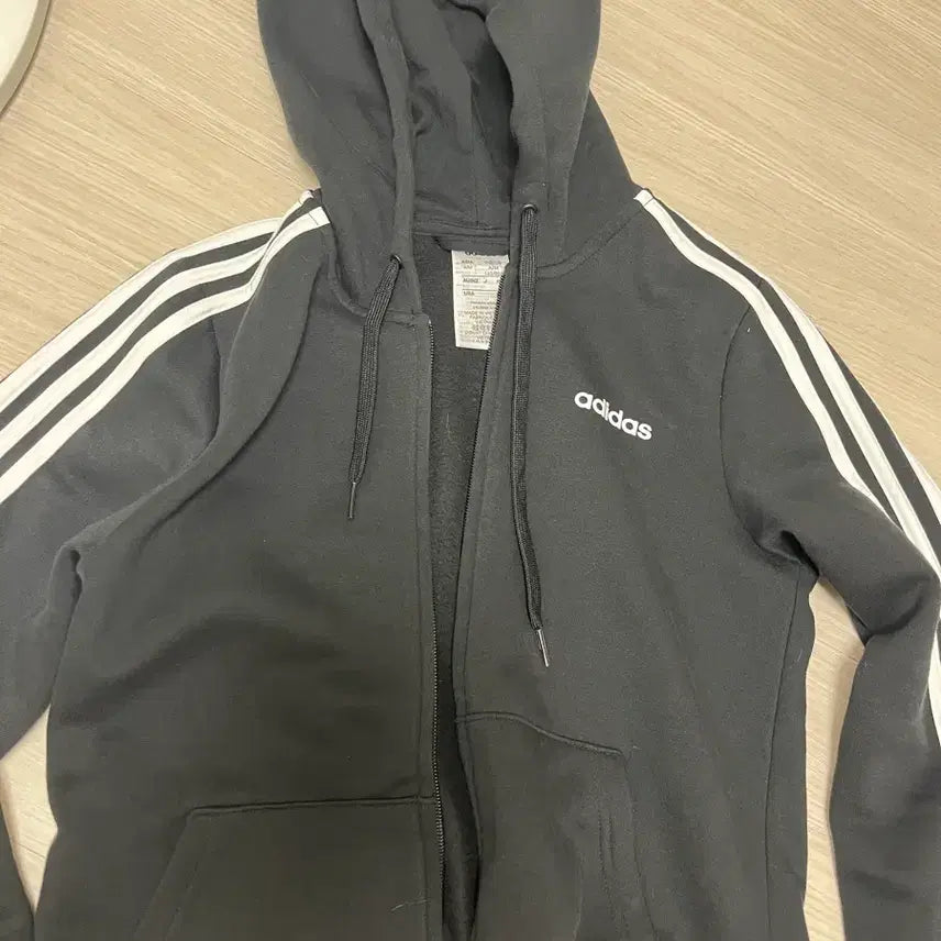 [BUNJANG] Adidas 3-Stripes Full-Zip Hoodie Black / 아디다스 삼선 후드 집업 검정