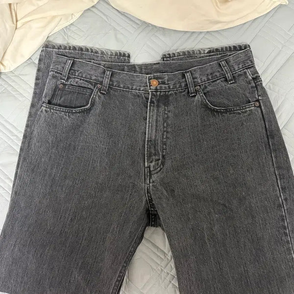 [BUNJANG] Unused Straight Black Denim Jeans / (4) 언유즈드 스트레이트 흑청 데님 unused