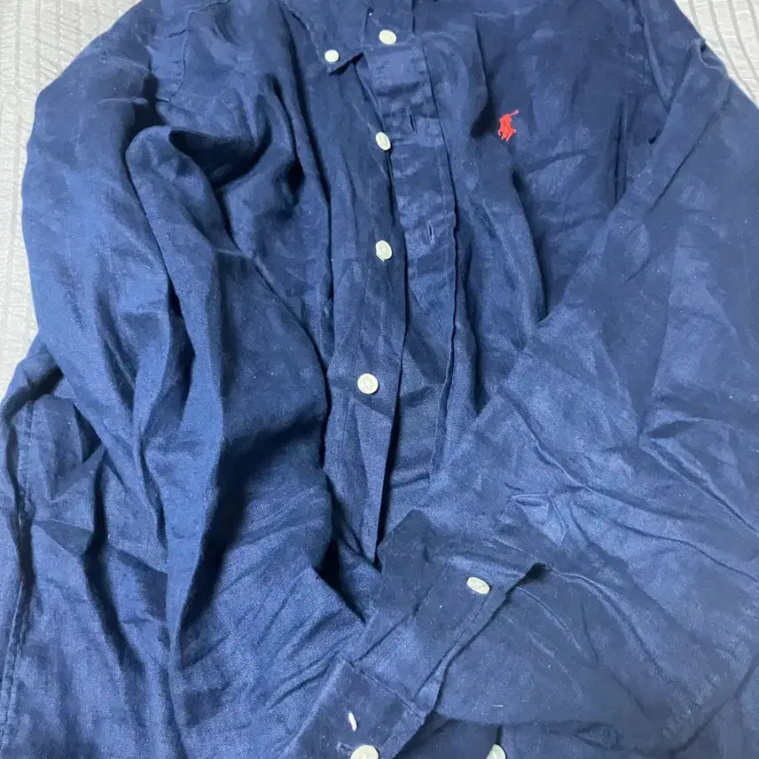[BUNJANG] Polo Ralph Lauren Navy Linen Shirt / 폴로랄프로렌 네이비 린넨 셔츠