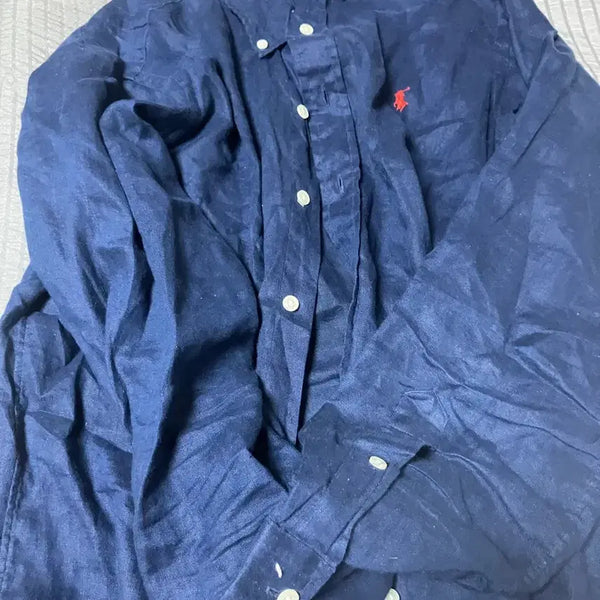 [BUNJANG] Polo Ralph Lauren Navy Linen Shirt / 폴로랄프로렌 네이비 린넨 셔츠