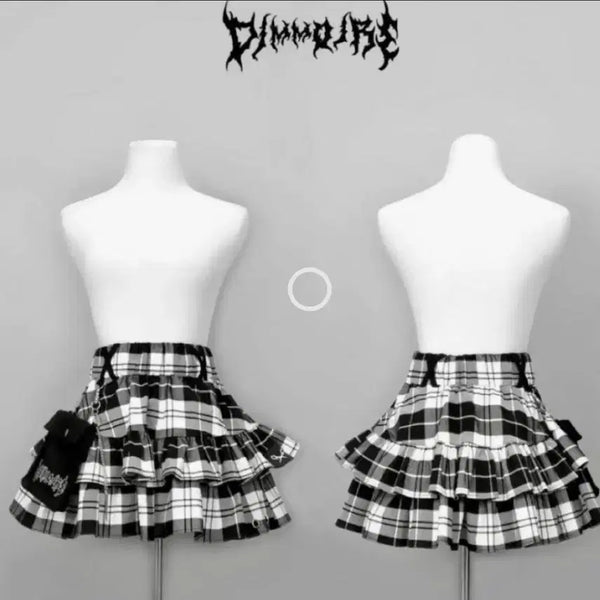 [BUNJANG] Dimmoire Check Frill Skirt / 딤모아르 체크 프릴 스커트 지뢰계 섭컬 볼칸노에미리즈리사펑크양지뢰