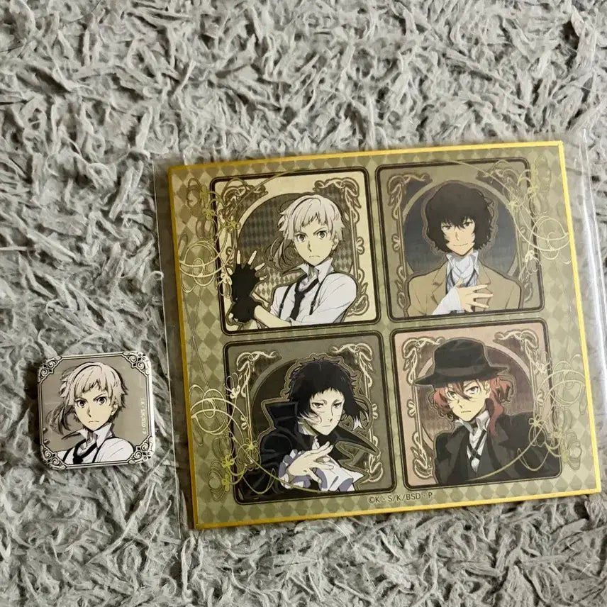 [BUNJANG] Bungo Stray Dogs Atsushi Shikishi & Badge Bundle Set / 문스독 색지 아츠시 뱃지 일괄
