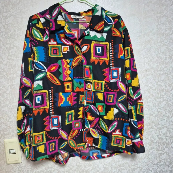 [BUNJANG] Vintage Art Print Material Shirt Blouse / 명화 물감 재질 셔츠 블라우스 유럽 빈티지
