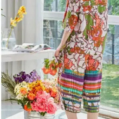 [BUNJANG] LAFFAIR Floral Pleated Rayon Top & Bottom Set XL / 가격내림.LAFFAIR플로랄플리츠인견 상+하의세트XL.