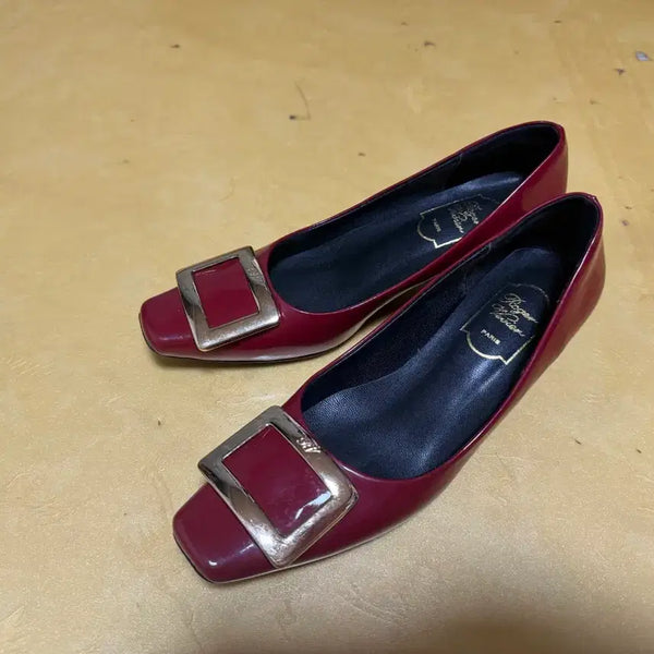 [BUNJANG] Roger Vivier Burgundy Buckle Ballet Flats - Size 37 (240) / 로저비비에 플랫 슈즈 버건디 구두 37 국내 240