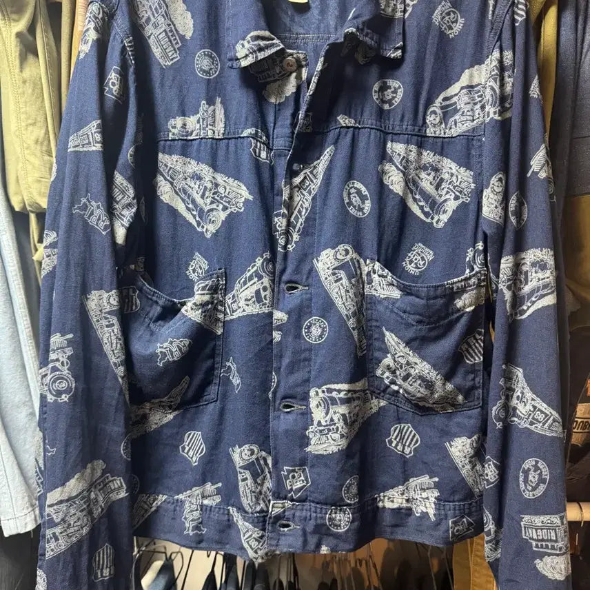 [BUNJANG] RRL Indigo Railroad-Print Twill Jacket / RRL 더블알엘 Indigo Railroad-Print Twill자켓