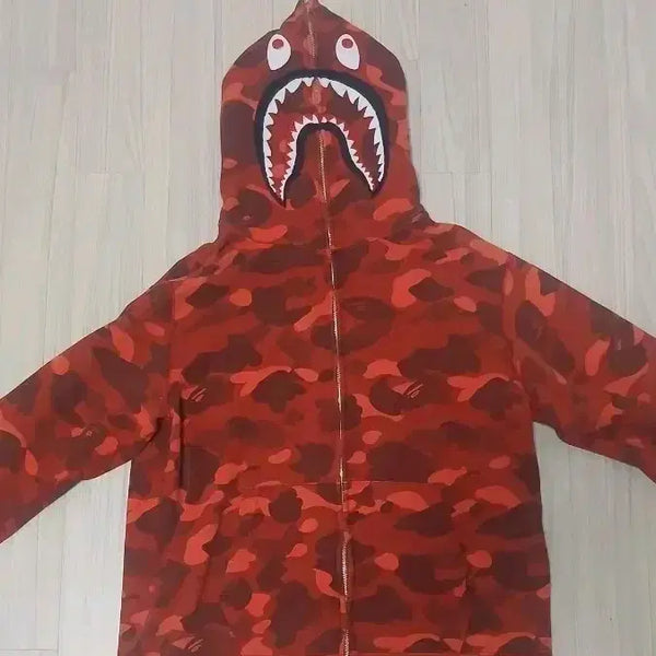 [BUNJANG] BAPE Shark Hoodie Red Camo XL / [정품크림구매] 베이프 샤크후드 적계