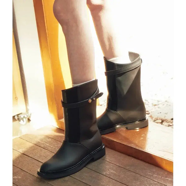 [BUNJANG] Komorebi Museum Handmade Mixed Type Strap Mid Rain Boots / 코모레비뮤지엄 핸드메이드 믹스 타입 스트랩 미들 레인 부츠 장화