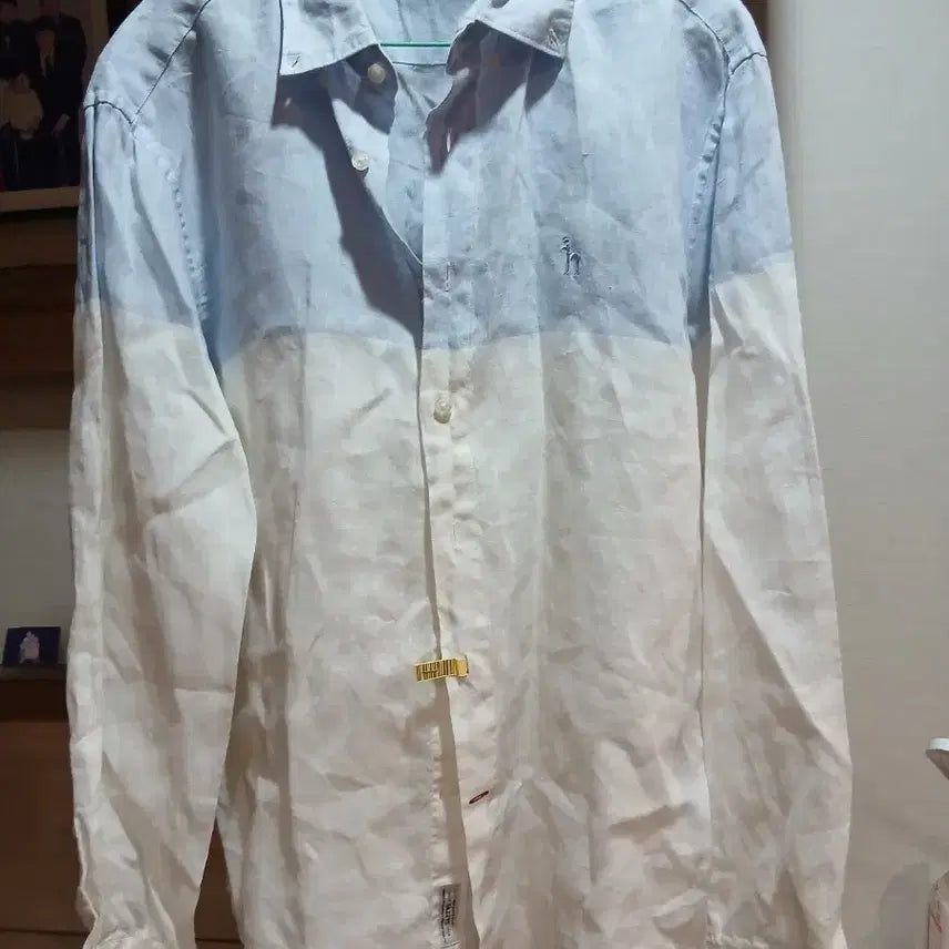 [BUNJANG] Hazzys Linen Men's Shirt Blue/White / 헤지스 린넨남성 셔츠 하늘색/화이트