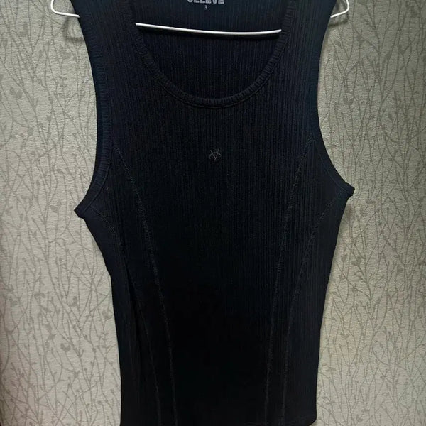 [BUNJANG] JLUB Ribbed Symbol Embroidery Sleeveless Top Size 3 / 제이엘브 심볼자수 골지 나시 3사이즈
