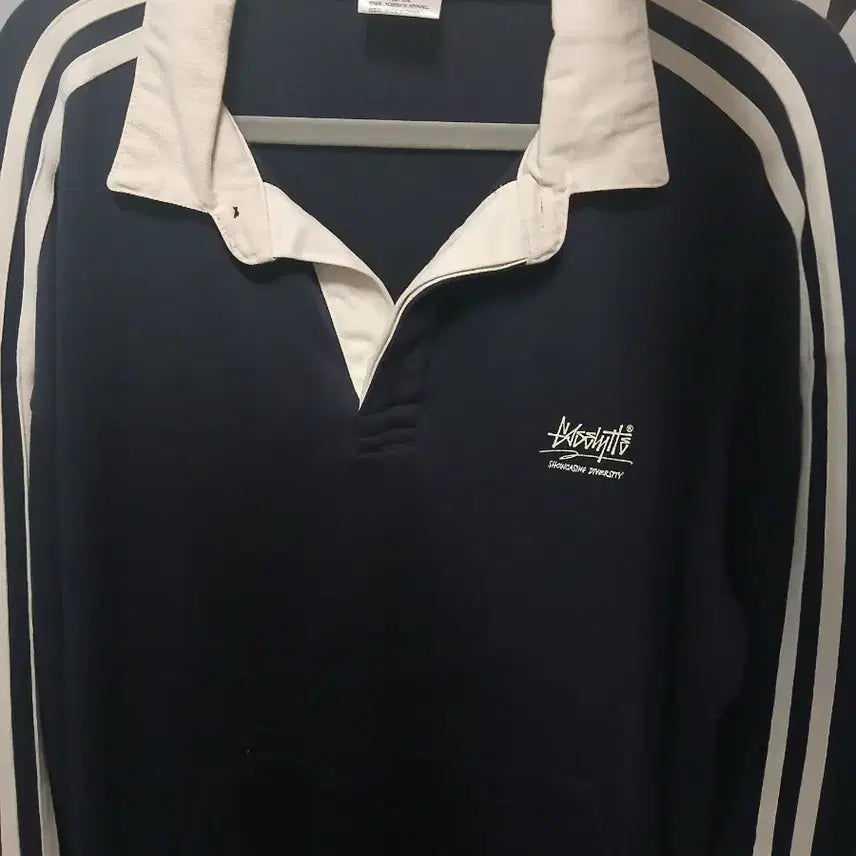 [BUNJANG] Stüssy Rugby Long Sleeve T-Shirt Navy/Ivory / 스투시 럭비 티셔츠 네이비/아이보리