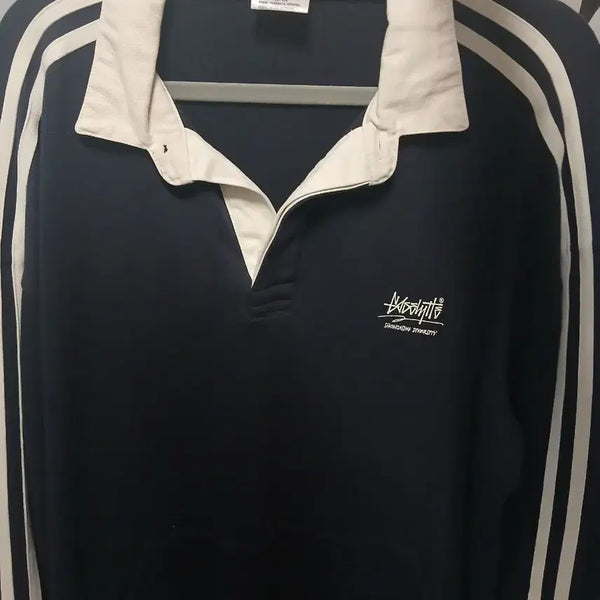 [BUNJANG] Stüssy Rugby Long Sleeve T-Shirt Navy/Ivory / 스투시 럭비 티셔츠 네이비/아이보리