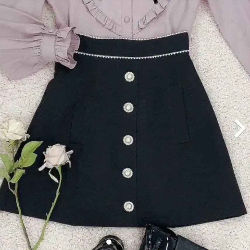 [BUNJANG] Ank Rouge Bijou Button Skirt / Ank Rouge 앙크루즈 비쥬 버튼 스커트 양산형 지뢰계