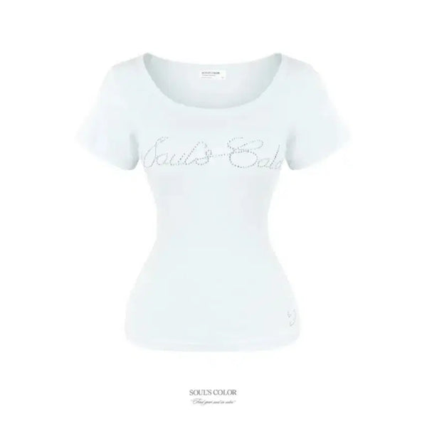 [BUNJANG] Souls Color Jewel Top White / 에이블리 소울즈컬러 쥬얼 탑 화이트