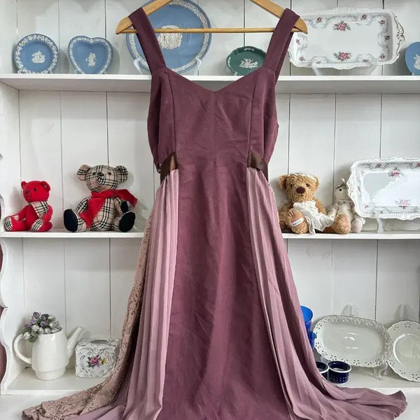[BUNJANG] axes femme Lace Pleated Color-Block Long Dress / axes femme(엑시즈팜) 레이스 플리츠 배색 롱 원피스