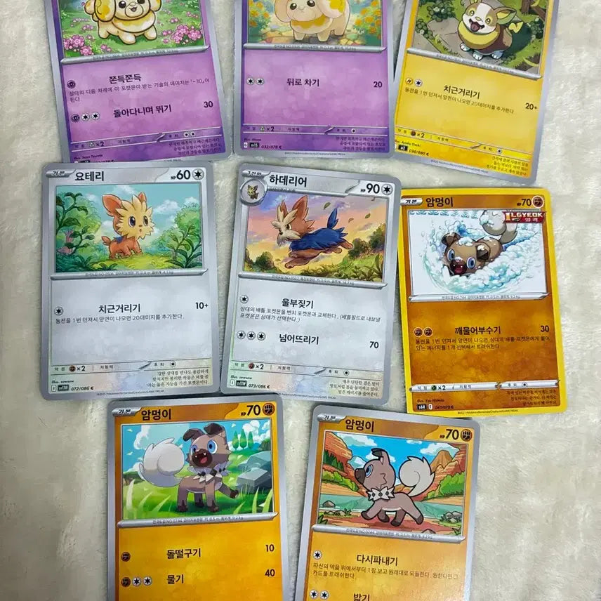 [BUNJANG] Pokemon Card Cute Dog Types (Jolteon, Yamper, Lillipup, Rockruff) / 포켓몬 카드 귀여운 강아지 타입들 ( 쫀도기, 멍파치, 요테리, 암멍이