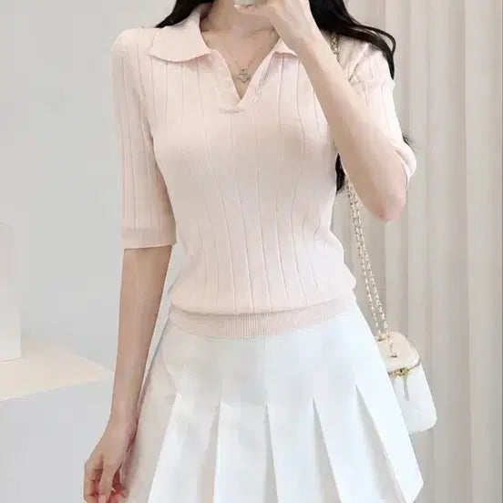 [BUNJANG] Chably Noble Classic 5-Sleeve Knit / (새상품) CHABLY 노블 클래식 5부 소매 니트 에이블리