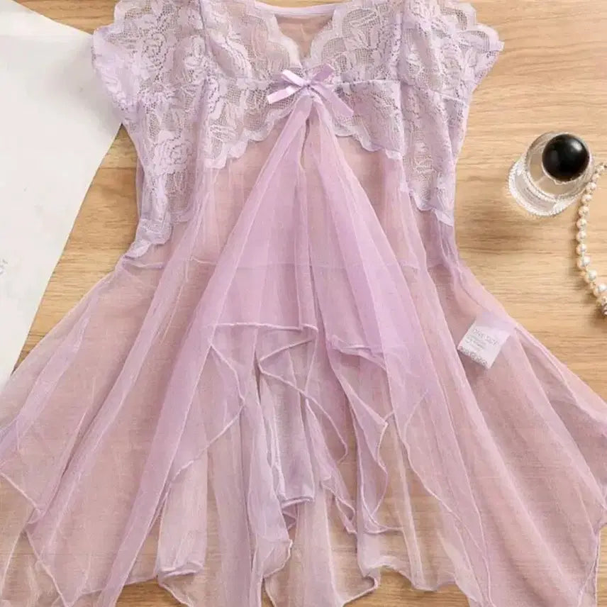 [BUNJANG] Sheer Lingerie Set - Lavender / 연보라 시스루 란제리