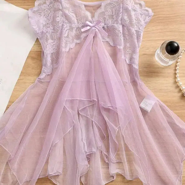 [BUNJANG] Sheer Lingerie Set - Lavender / 연보라 시스루 란제리