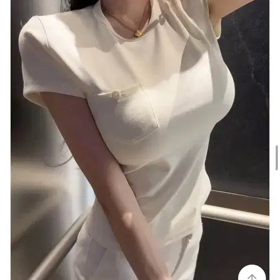 [BUNJANG] Pocket Button Slim Fit Short Sleeve T-Shirt / 에이블리 포켓 버튼 슬림핏 반팔 티셔츠
