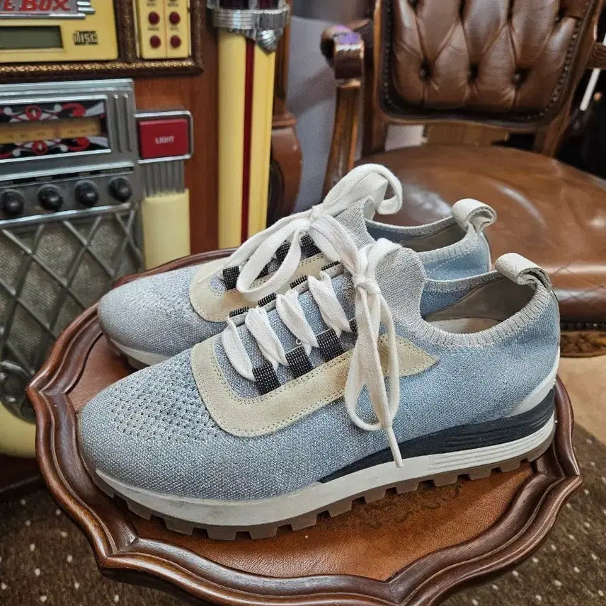 [BUNJANG] Brunello Cucinelli Sky Blue Knit Sneakers Size 38 / 브루넬로 쿠치넬리 스니커즈  38사이즈
