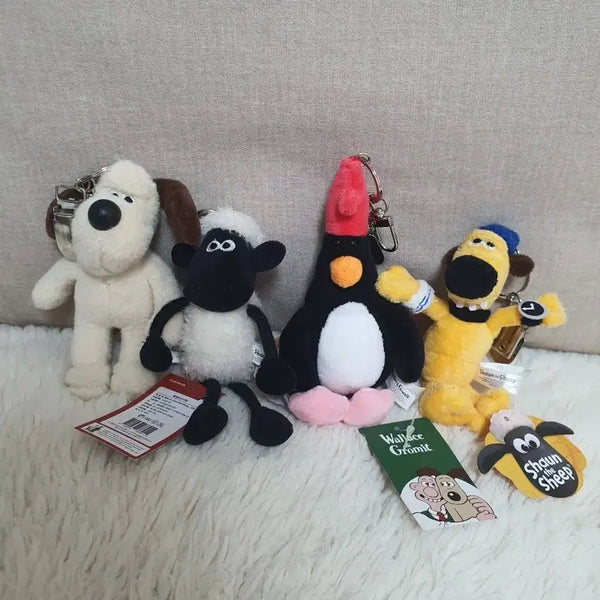 [BUNJANG] Wallace & Gromit Plush Keychain Set (4 Types) / 월레스와 그로밋 봉제 인형 키링 4종