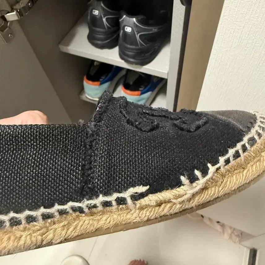 [BUNJANG] Chanel Espadrilles Black Canvas Flat Shoes / 샤넬 에스파듀 블랙 캔버스