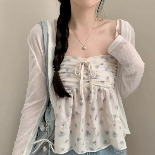 [BUNJANG] Floral Chiffon Sleeveless Blouse / 여리여리 플로럴 나시