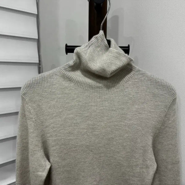 [BUNJANG] The Cashmere 100% Cashmere Ribbed Turtleneck Knit (Light Grey) / the CASHMERE 캐시미어 100% 골지 터틀넥 니트