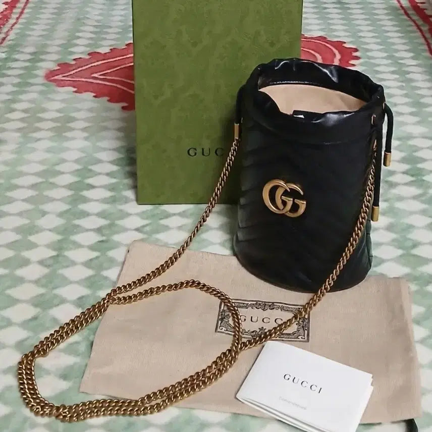 [BUNJANG] Gucci Marmont Mini Bucket Bag Black Leather / 정품_무료배송) 구찌 마몽 미니 버킷백 블랙