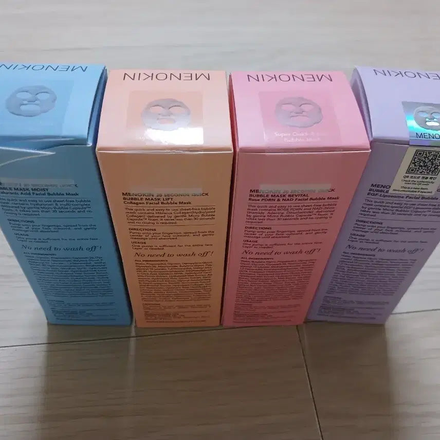 [BUNJANG] Menokin Bubble Mask 4-Type Set / 메노킨버블마스크4종