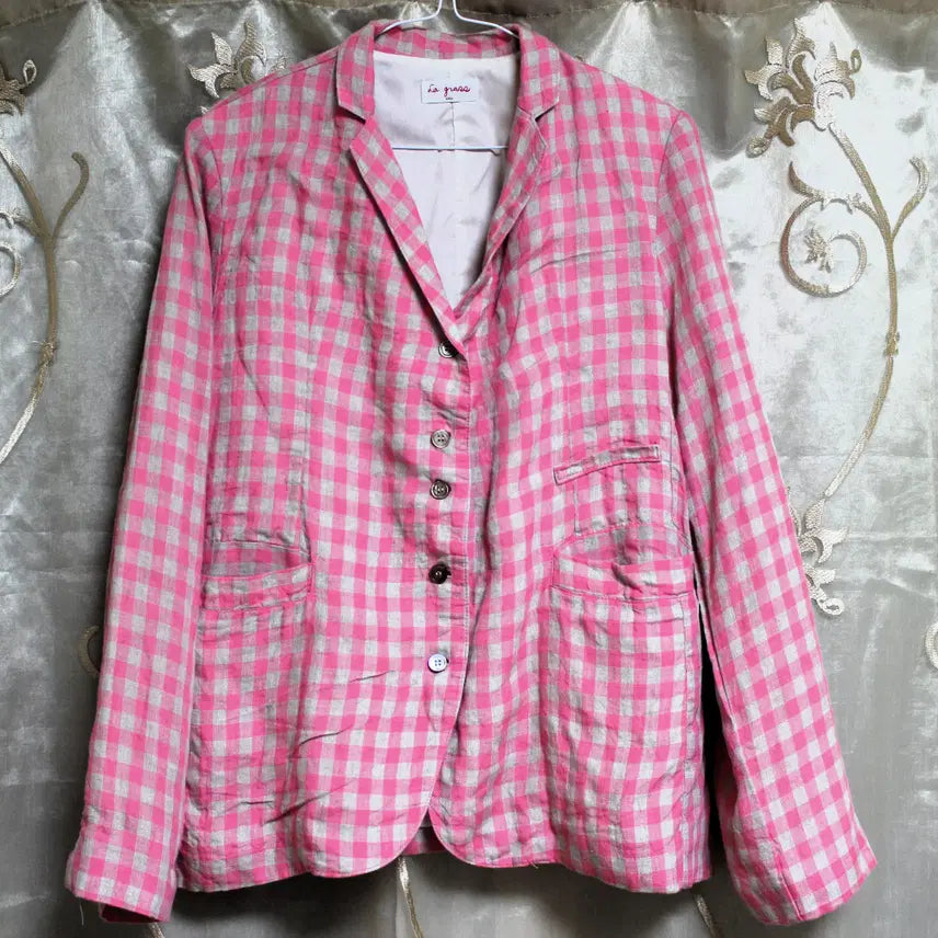 [BUNJANG] Pink Checkered Jacket / 핑크 체크자켓