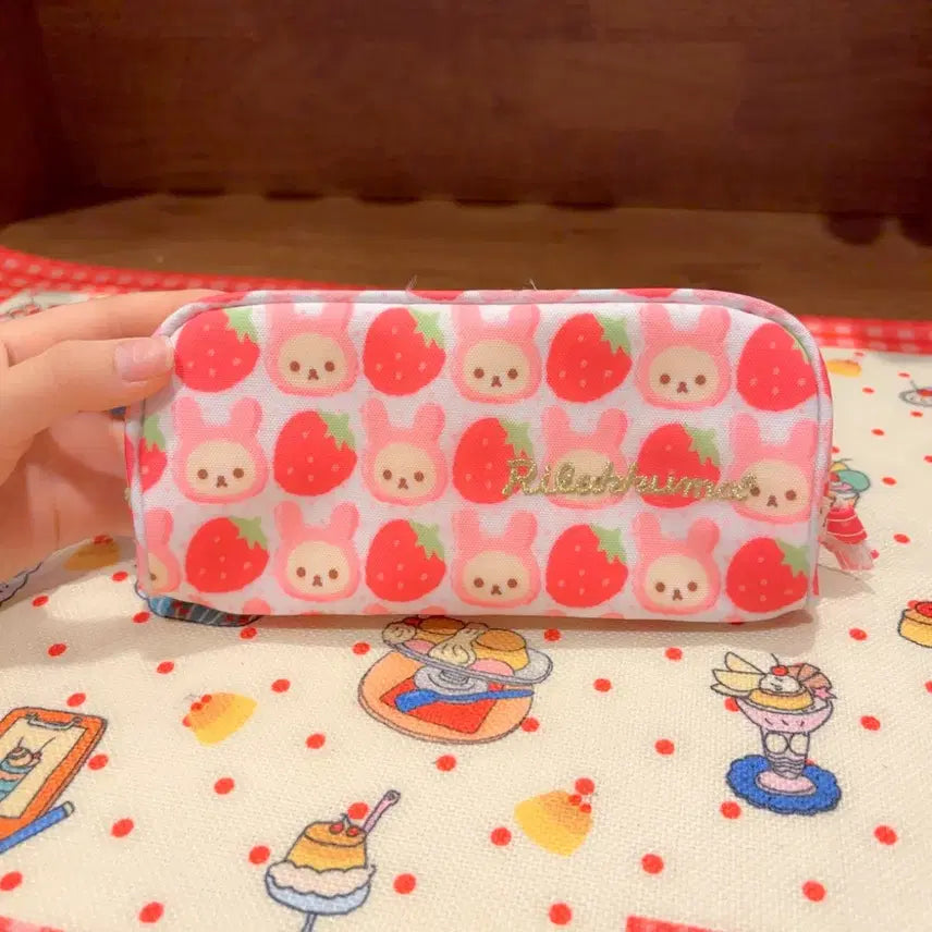 [BUNJANG] San-X Korilakkuma Rabbit Strawberry Pouch / 고전 산엑스 코리락쿠마 우사기 토끼 딸기 파우치
