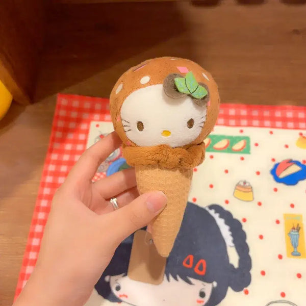 [BUNJANG] Vintage Sanrio Hello Kitty Chocolate Cone Ice Cream Plush / 고전 산리오 헬로키티 초코 콘 아이스크림 인형
