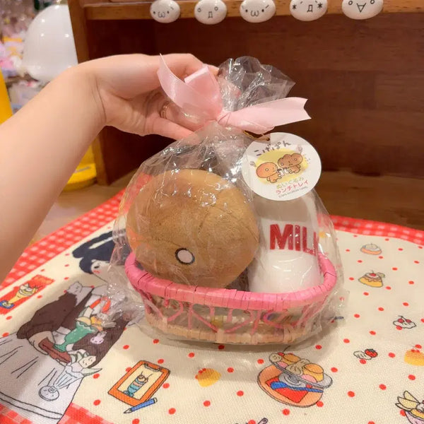 [BUNJANG] San-X Kogepan Classic Milk Rattan Doll Set / 고전 산엑스 코게빵 탄빵 우유 라탄 인형 세트