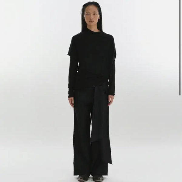 [BUNJANG] REPOS Tie Detail Black Trousers / REPOS 타이 팬츠 블랙 tie trouser 새상품