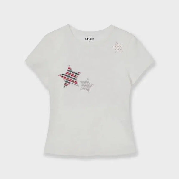 [BUNJANG] AEAE Check Star T-Shirt White / aeae 체크 스타 티 [white]