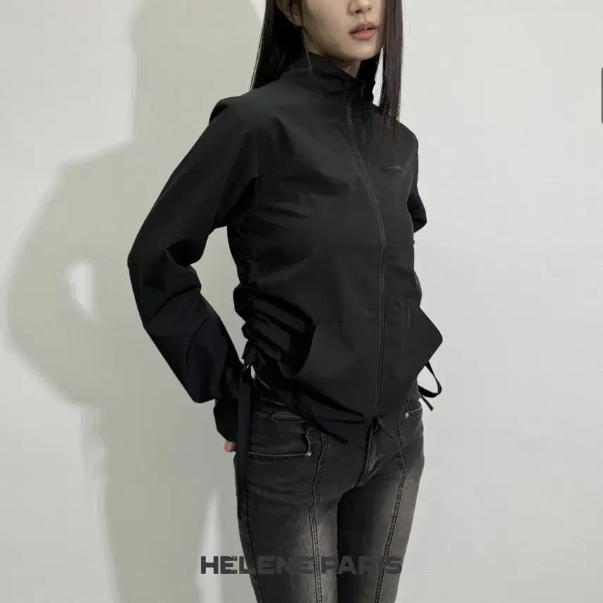 [BUNJANG] Helene Paris Shirring Windbreaker Black / 헬레네파리스 셔링 윈드브레이커