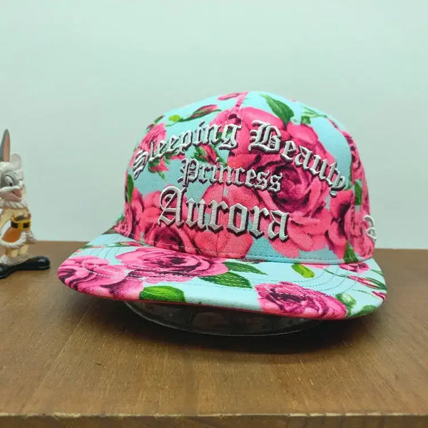 [BUNJANG] Disney Princess Aurora Princess Flower Embroidery Snapback Mint Pink / 디즈니 프린세스 오로라 공주 플라워 자수 스냅백 민트 핑크