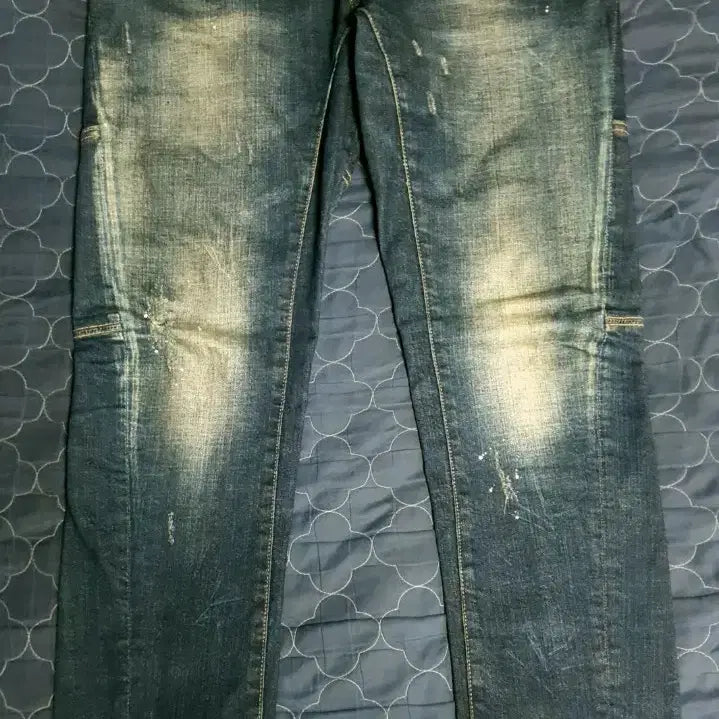 [BUNJANG] Dsquared2 17s Double Knee Denim Pants / 디스퀘어드2 17s 백 더블니 데미지 페인팅 빈티지워싱 데님팬츠 (54)