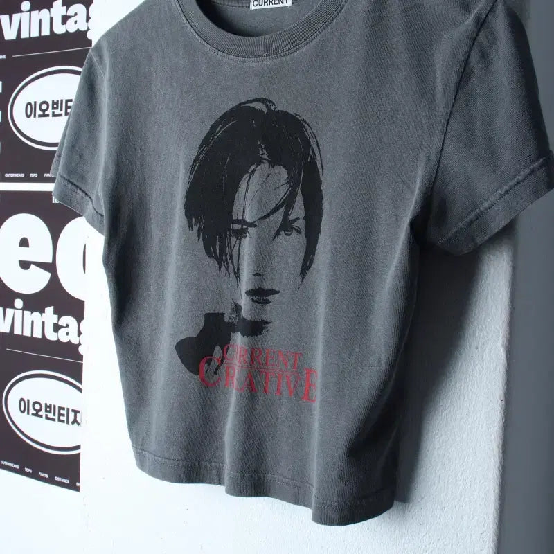 [BUNJANG] PIGMENT T-SHIRT "Current" Short Sleeve T-Shirt / W(F) 커렌트 반팔 티셔츠 피그먼트 크롭 연예인 다수착용-H34586