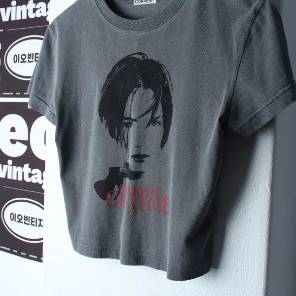 [BUNJANG] PIGMENT T-SHIRT "Current" Short Sleeve T-Shirt / W(F) 커렌트 반팔 티셔츠 피그먼트 크롭 연예인 다수착용-H34586