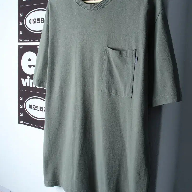 [BUNJANG] Spao Plain Pocket T-Shirt Green / (L-XL) 스파오 반팔 티셔츠 포켓 무지 그린-H34588