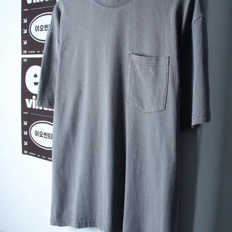 [BUNJANG] H&M Pigment Pocket Short Sleeve T-Shirt - Grey / (M-L) 에이치앤엠 반팔 티셔츠 피그먼트 포켓 그레이-H34589