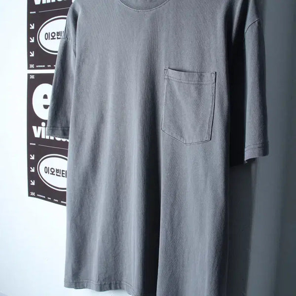 [BUNJANG] H&M Pigment Pocket Short Sleeve T-Shirt - Grey / (M-L) 에이치앤엠 반팔 티셔츠 피그먼트 포켓 그레이-H34589
