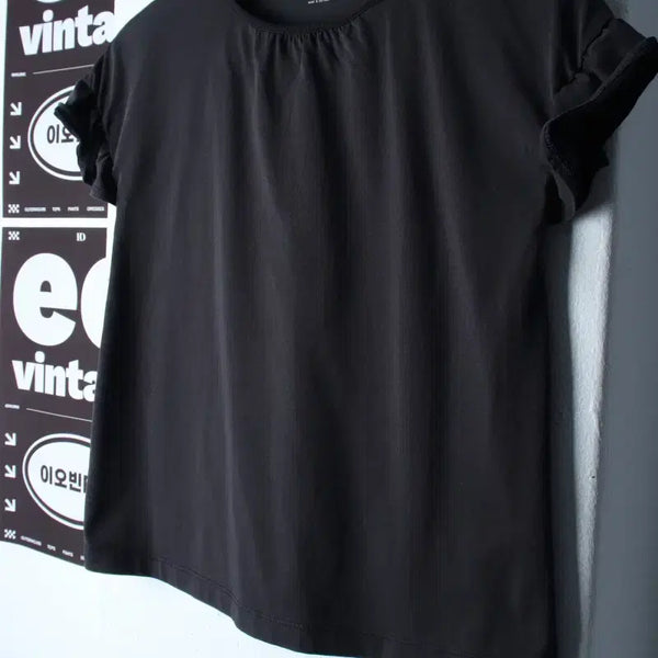 [BUNJANG] Uniqlo Kids Plain Black Short Sleeve T-Shirt / W(F) 유니클로 반팔 티셔츠 아동 키즈 무지 블랙-H34595