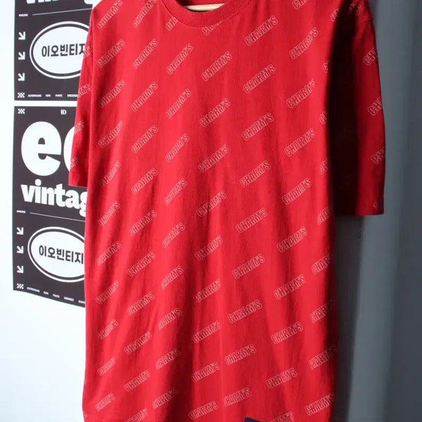 [BUNJANG] Charm's Lettering T-Shirt Red Old School Size 2 / (M) 참스 반팔 티셔츠 레터링 레드 올드스쿨 2사이즈-H34605